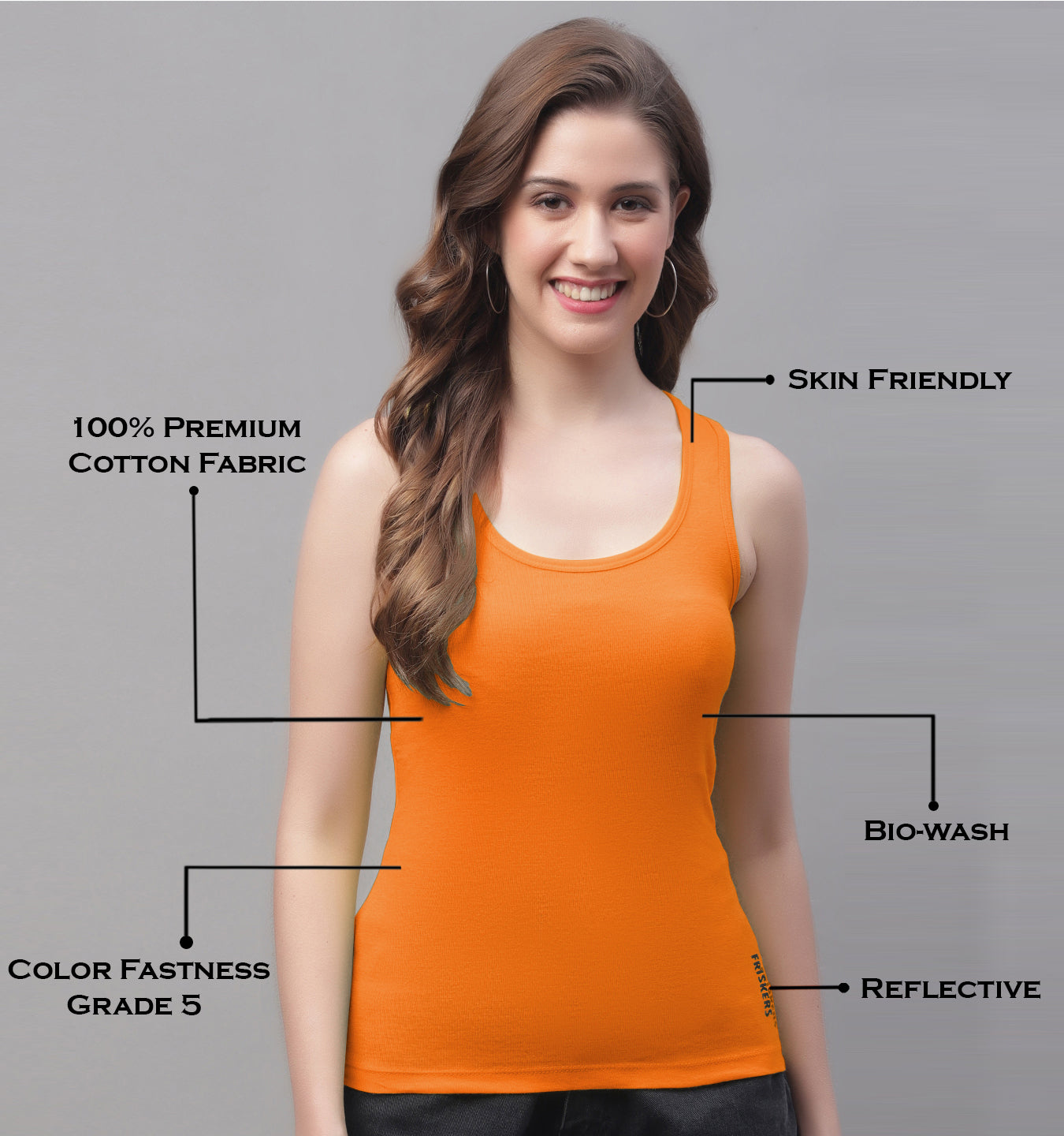 Women Pack Of 2 Orange & Skin Ultimate Active Tank Top - Friskers