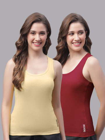 Women Pack Of 2 Skin & Maroon Ultimate Active Tank Top - Friskers