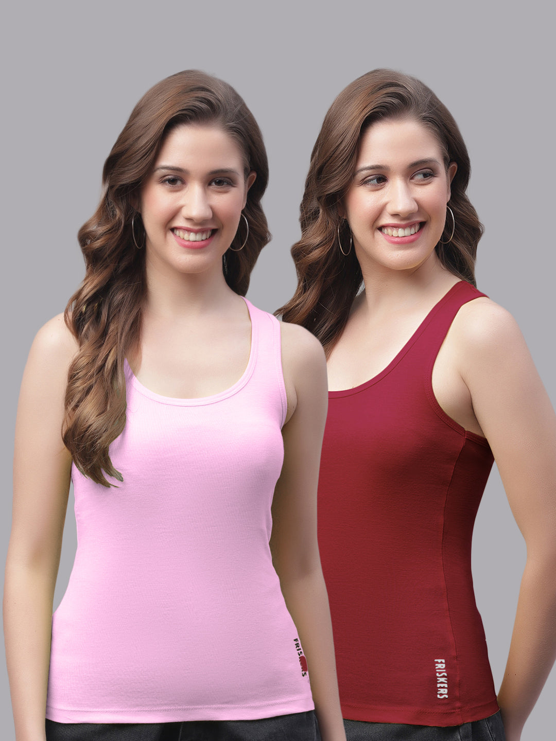 Women Pack Of 2 Light Pink & Maroon Ultimate Active Tank Top - Friskers
