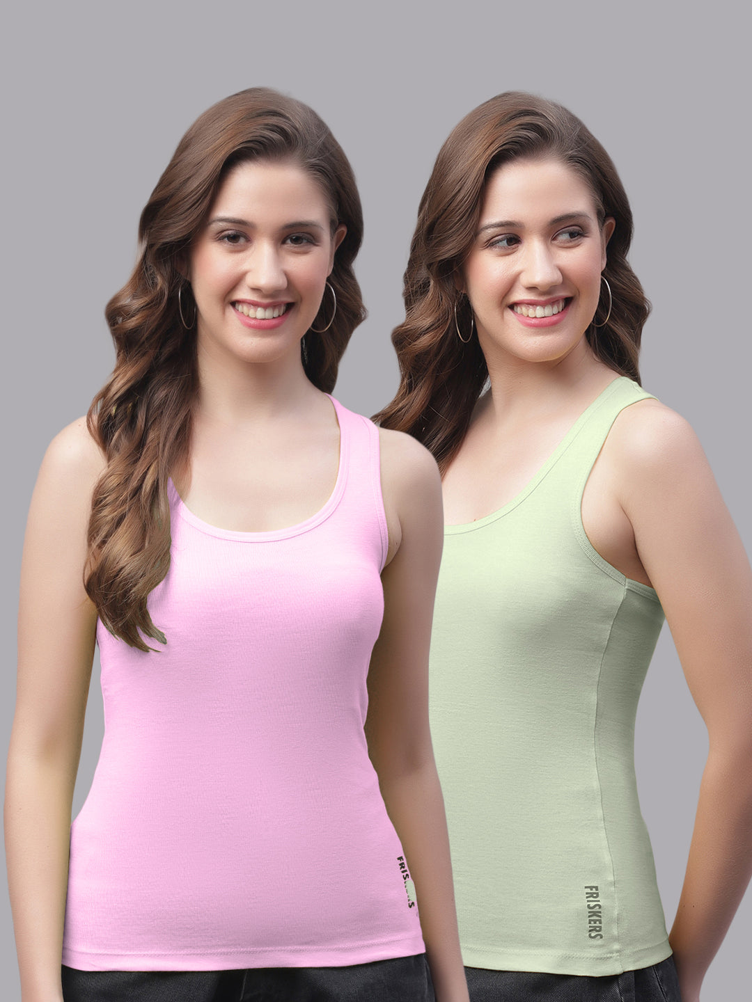 Women Pack Of 2 Light Pink & Pista Ultimate Active Tank Top - Friskers