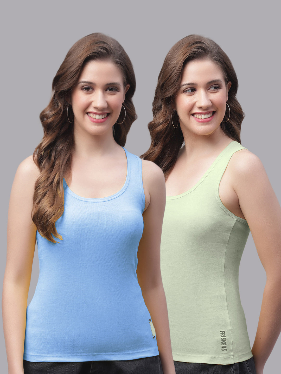 Women Pack Of 2 Turquoise & Pista Ultimate Active Tank Top - Friskers