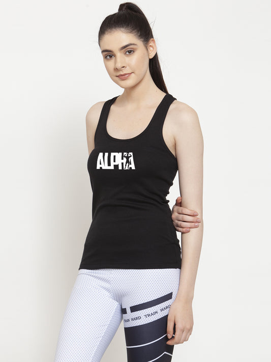 Alpha Printed Sleeves Women Tank Top/Vest - Friskers