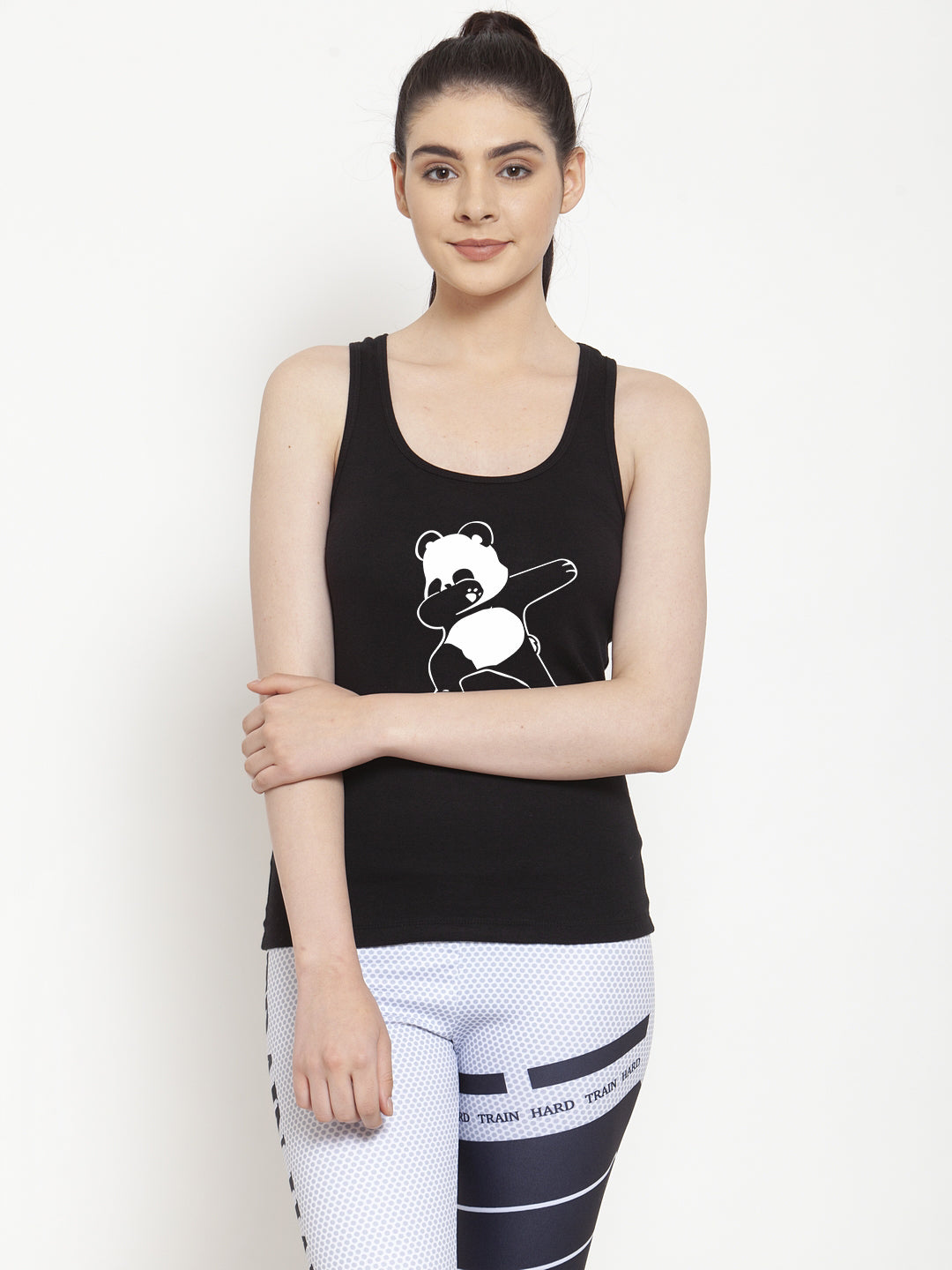 Bear Printed sleeveless Women Black Tank Top/Vest - Friskers