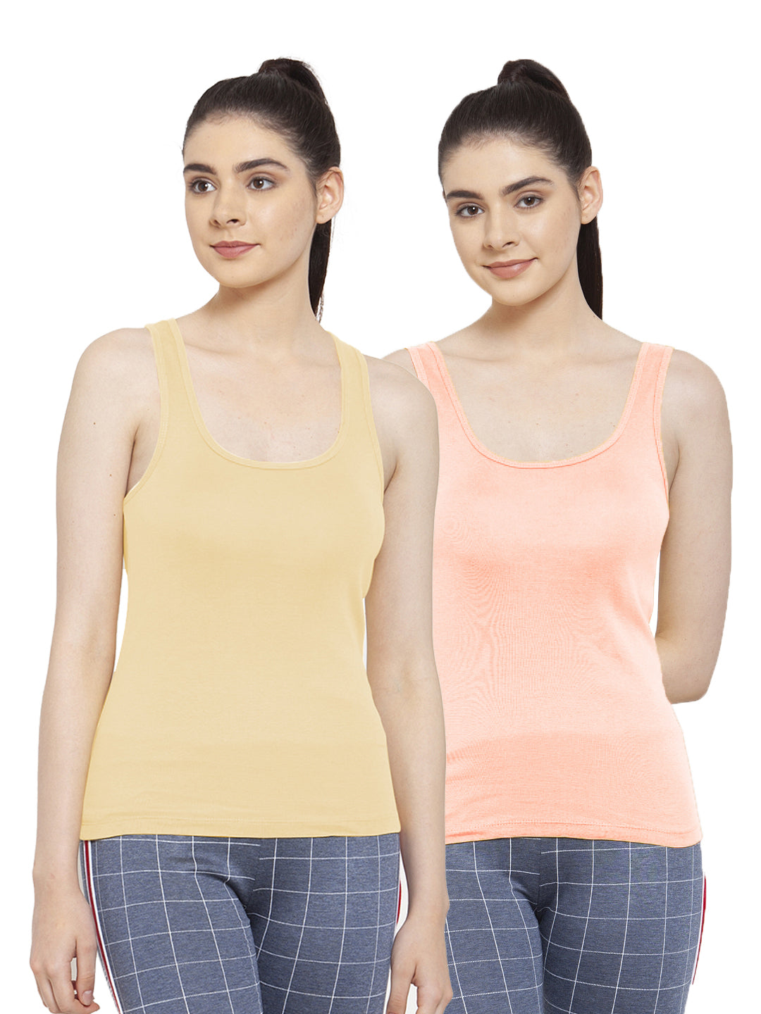Women Pack Of 2 Skin & Peach Ultimate Active Tank Top - Friskers