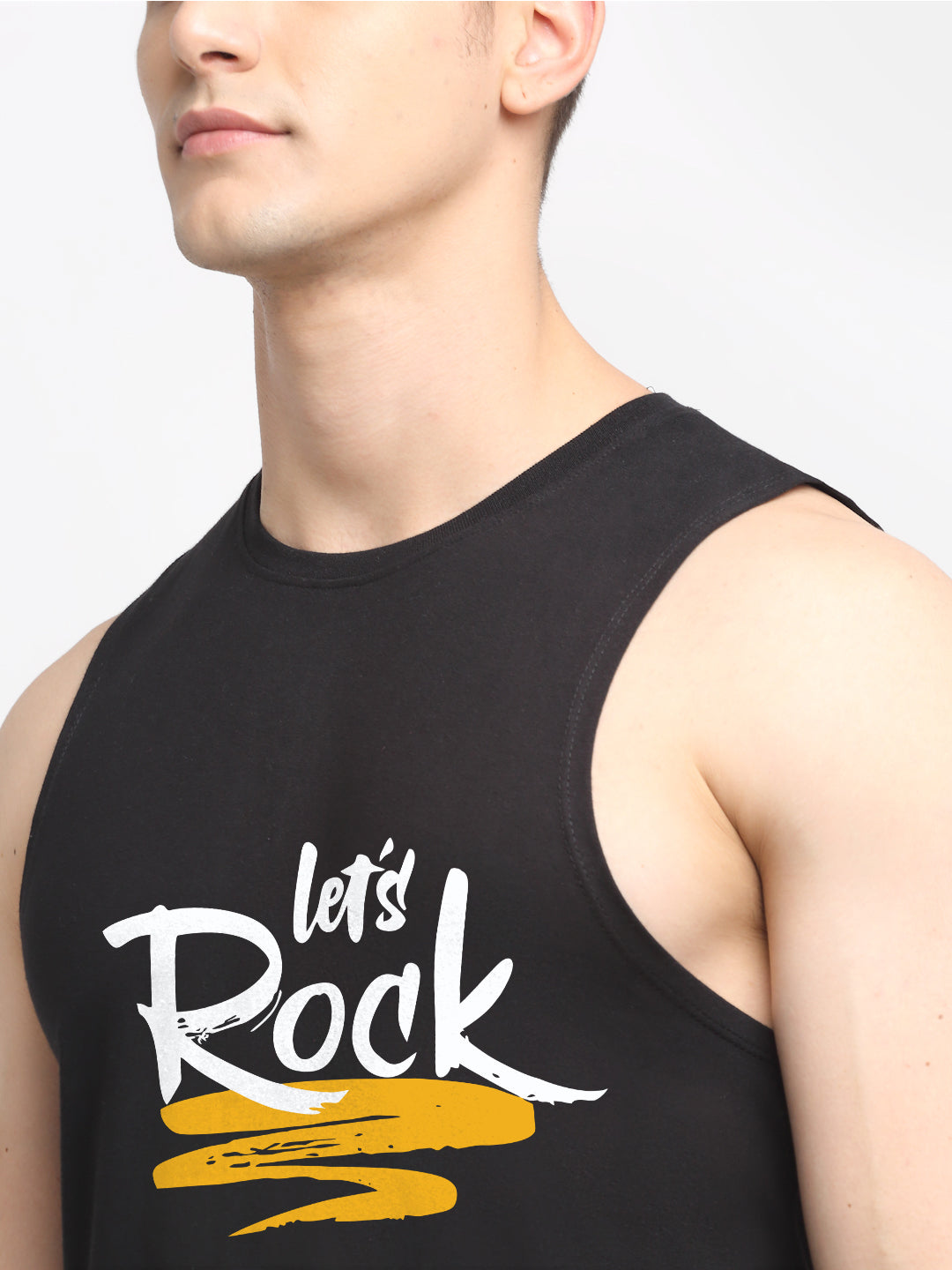 Men's Lets Rock printed Pure Cotton Training Vest - Friskers
