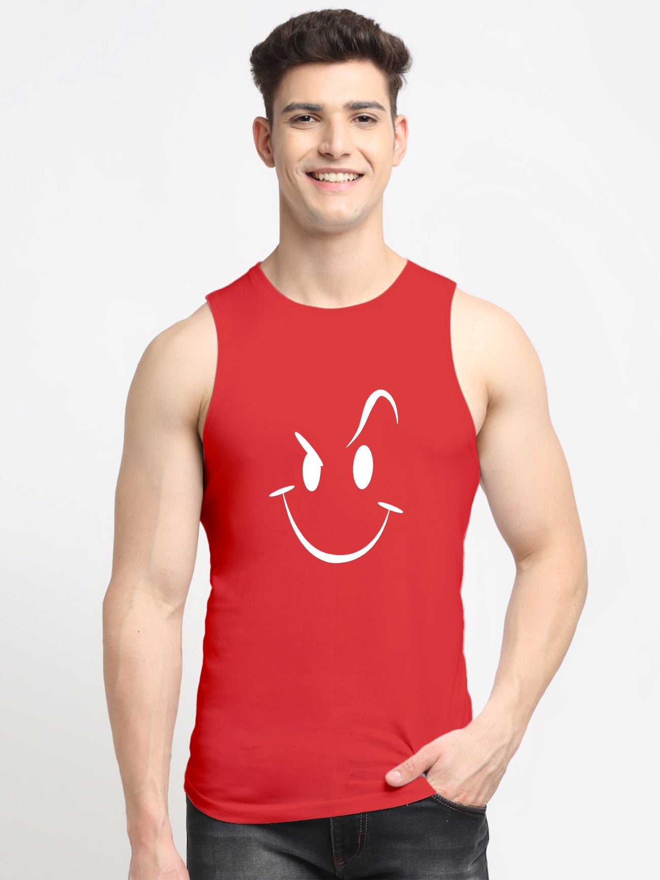 Smiley Printed Airy Gym Vest - Friskers