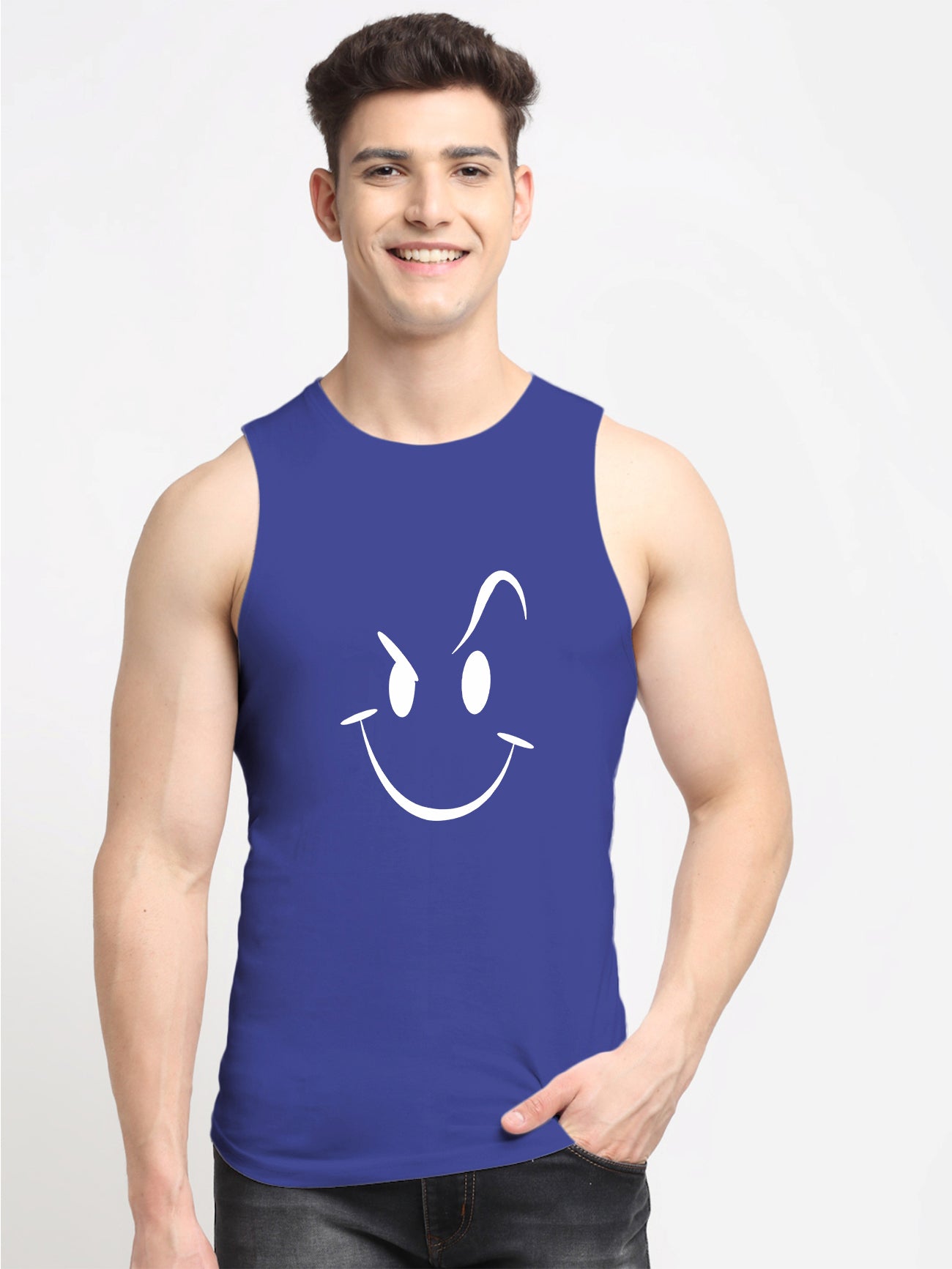 Smiley Printed Airy Gym Vest - Friskers