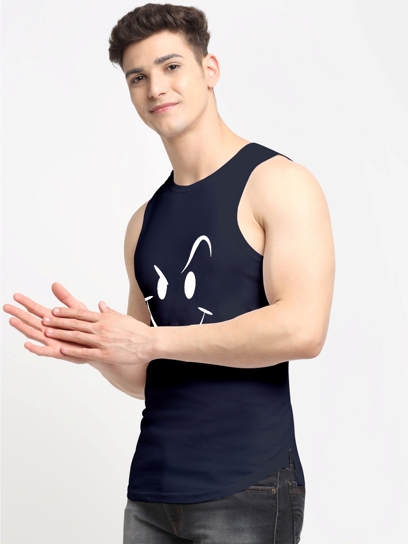 Smiley Printed Airy Gym Vest - Friskers