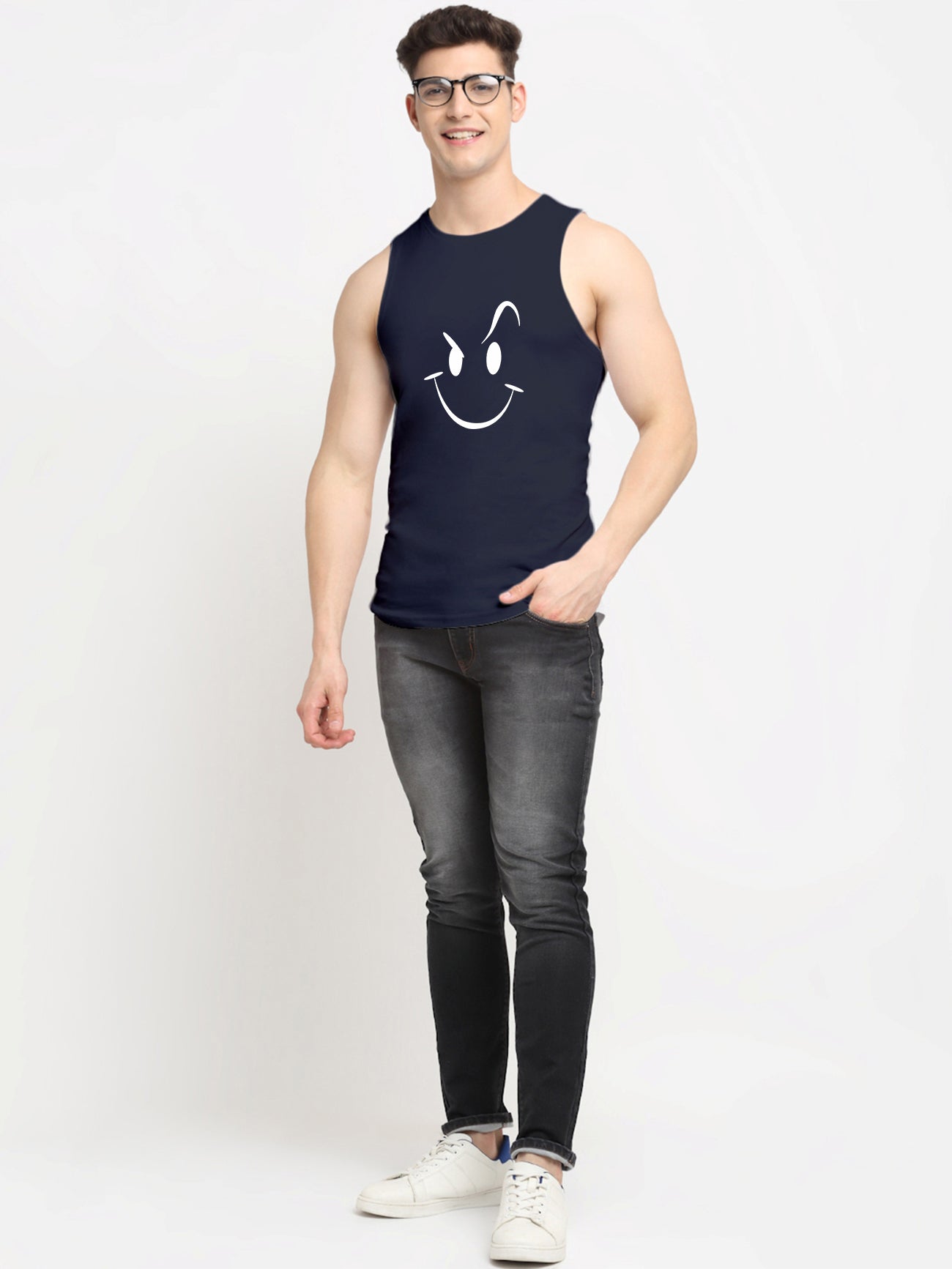 Smiley Printed Airy Gym Vest - Friskers