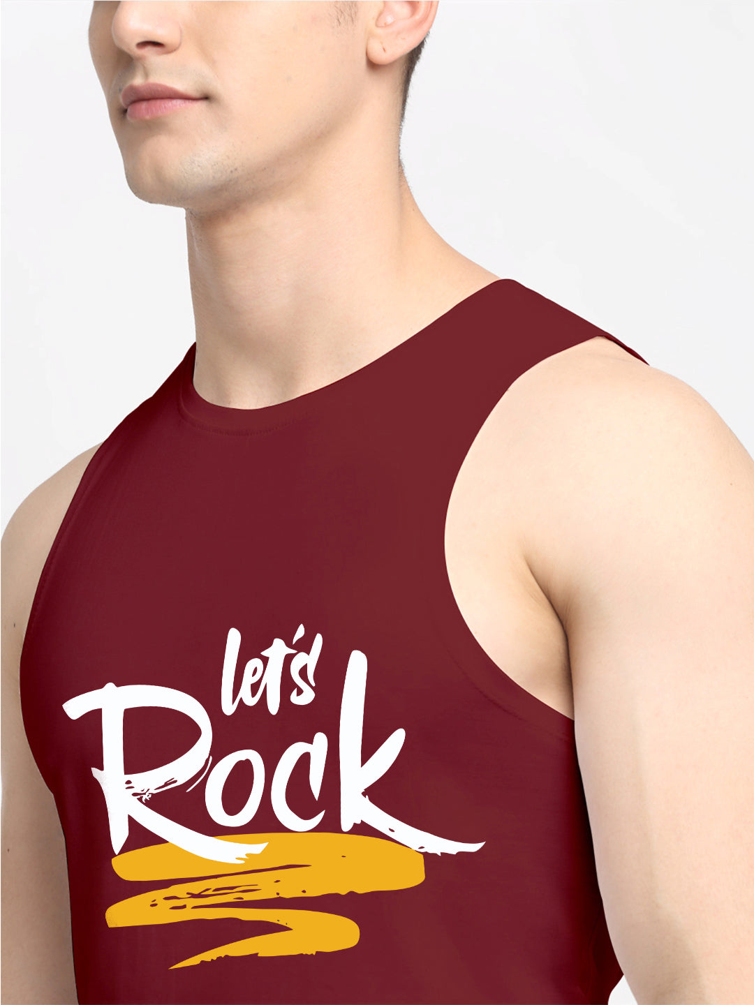 Men's Lets Rock printed Pure Cotton Training Vest - Friskers