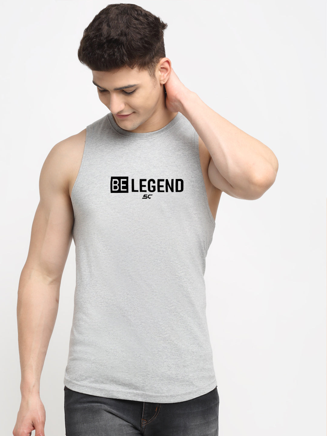Men's Be Legend Printed Round Neck Gym Vest - Friskers
