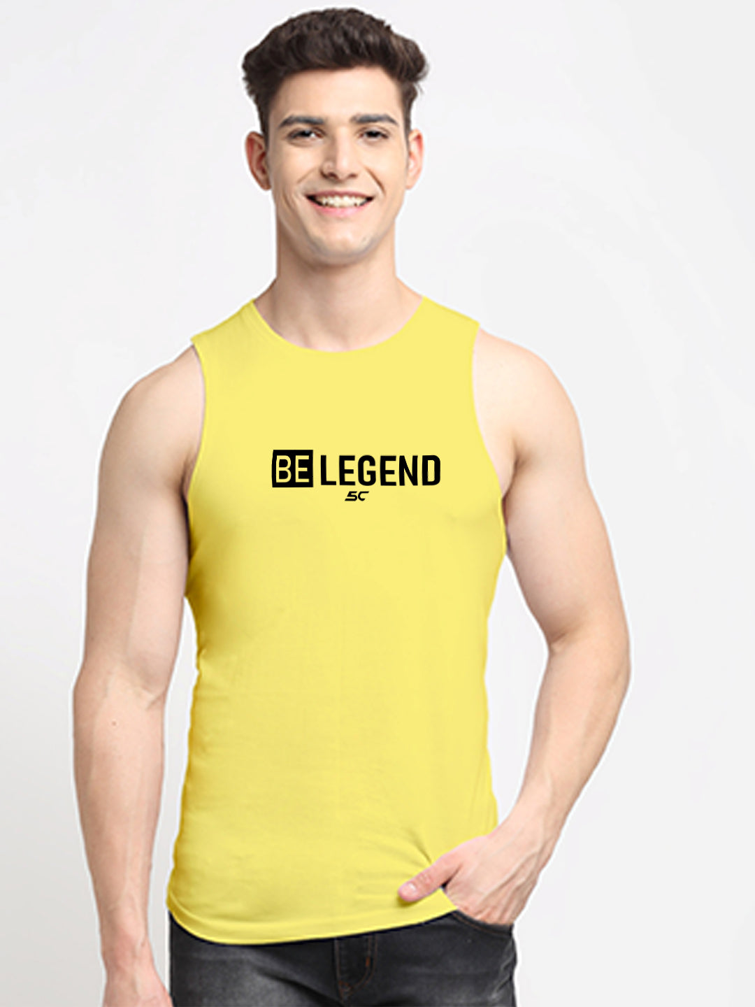 Men's Be Legend Printed Round Neck Gym Vest - Friskers