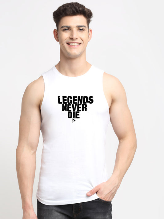 Men's Legends Never Die Printed Round Neck Gym Vest - Friskers