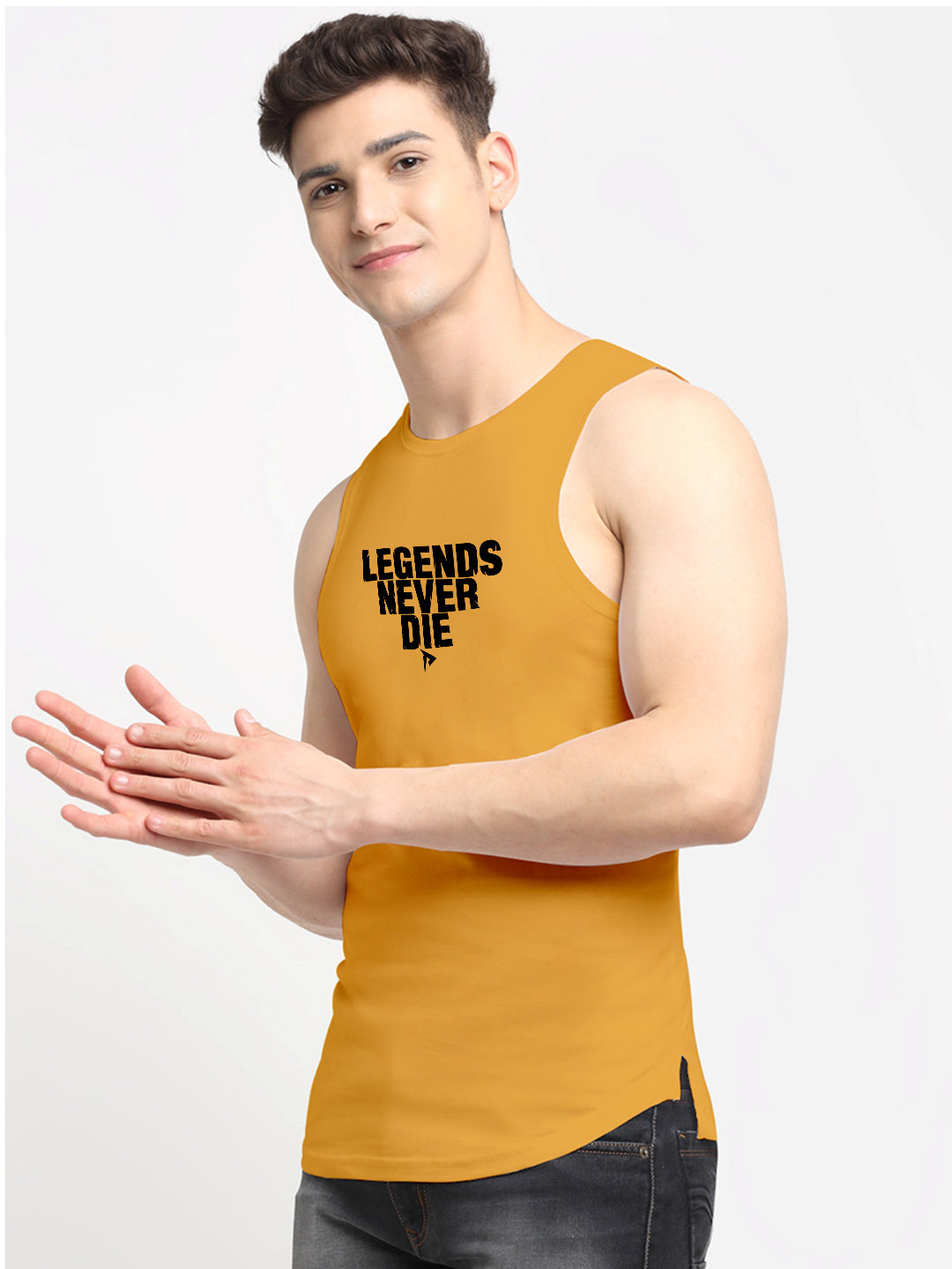 Men's Legends Never Die Printed Round Neck Gym Vest - Friskers