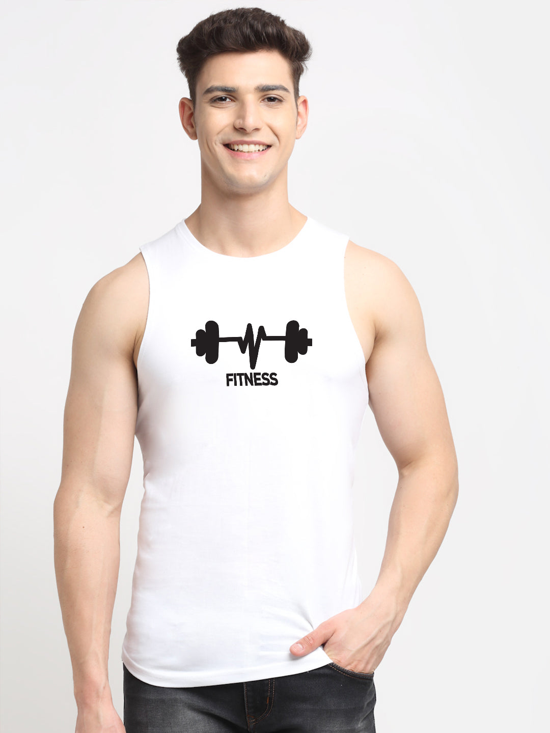 Men's Fitness Printed Round Neck Gym Vest
