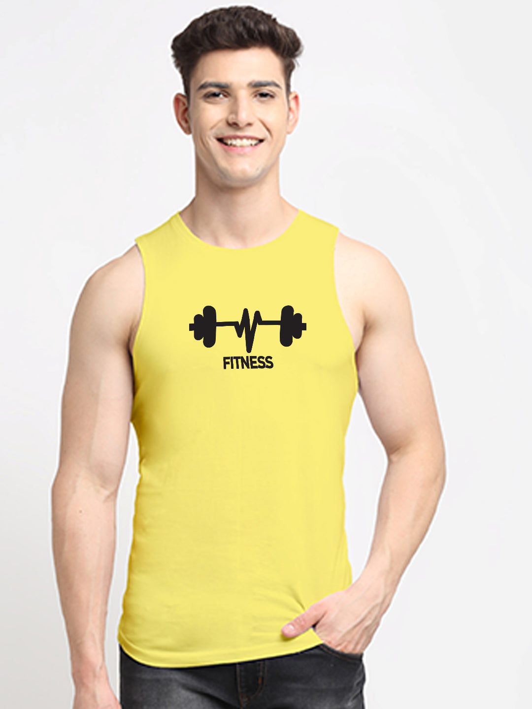 Men's Fitness Printed Round Neck Gym Vest - Friskers