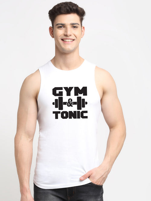Men Gym Tonic Printed Cotton Training Vest