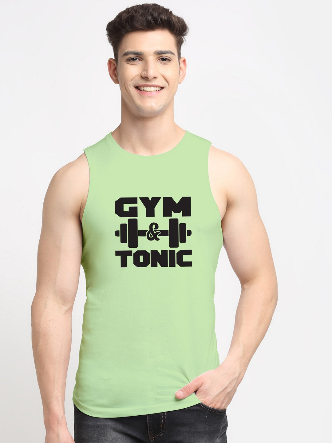 Men Gym Tonic Printed Cotton Training Vest - Friskers