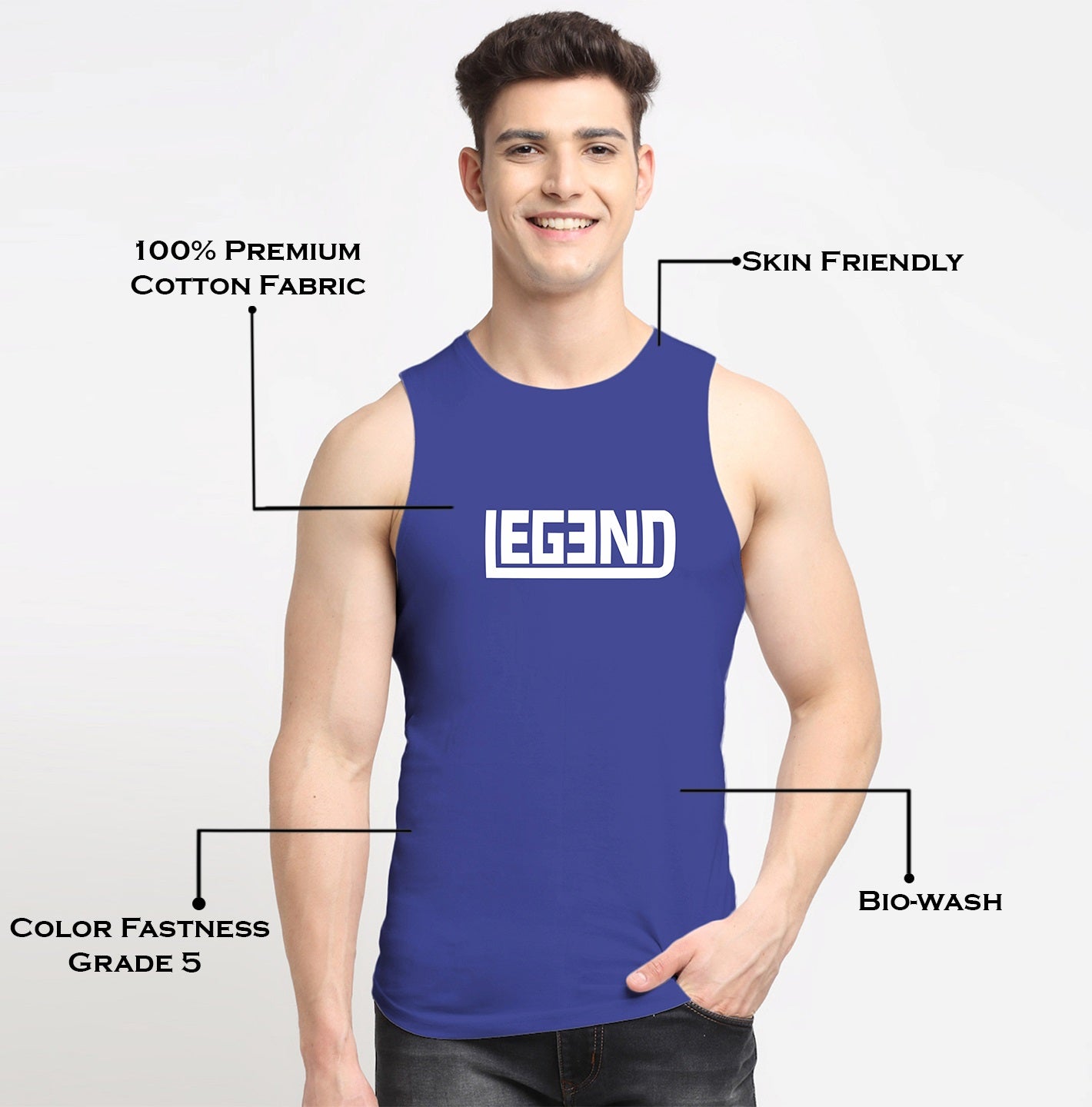 Men Legend Printed Cotton Training Vest - Friskers