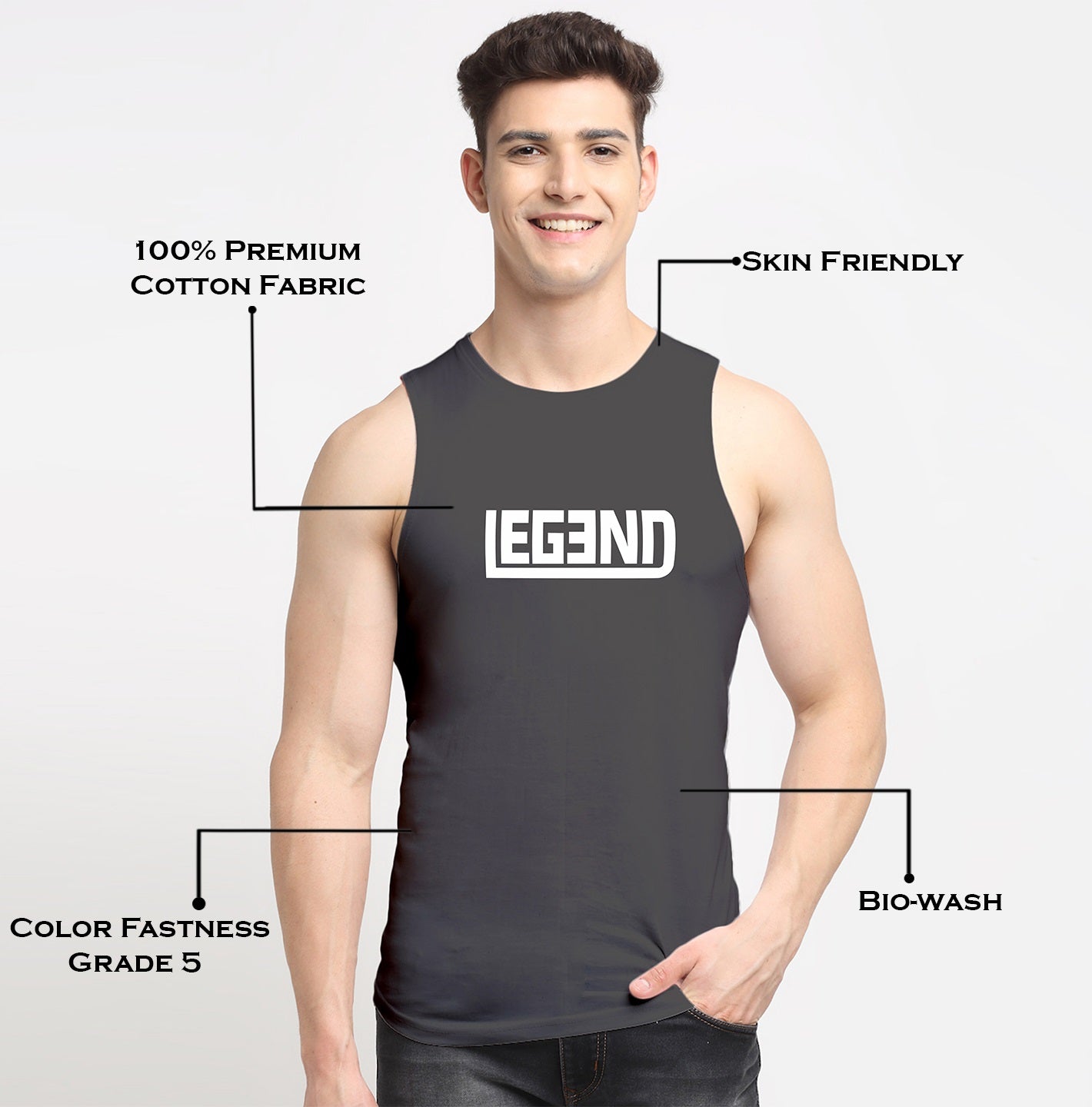 Men Legend Printed Cotton Training Vest - Friskers