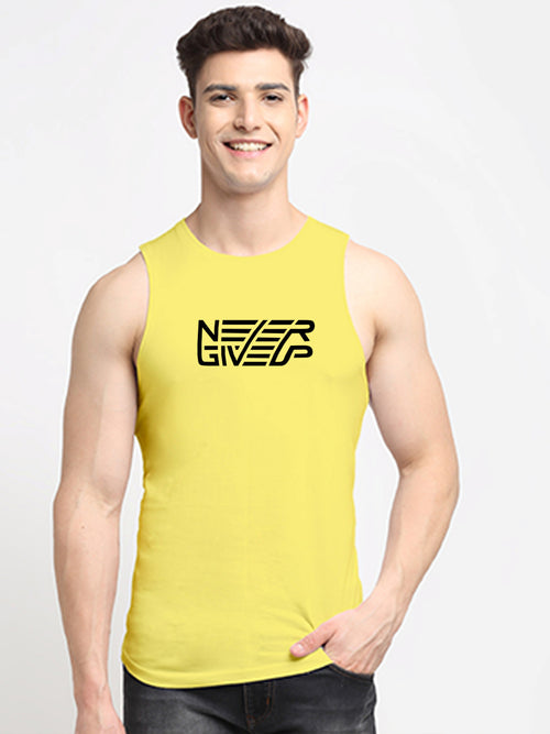 Men's Never Giveup Printed Round Neck Gym Vest