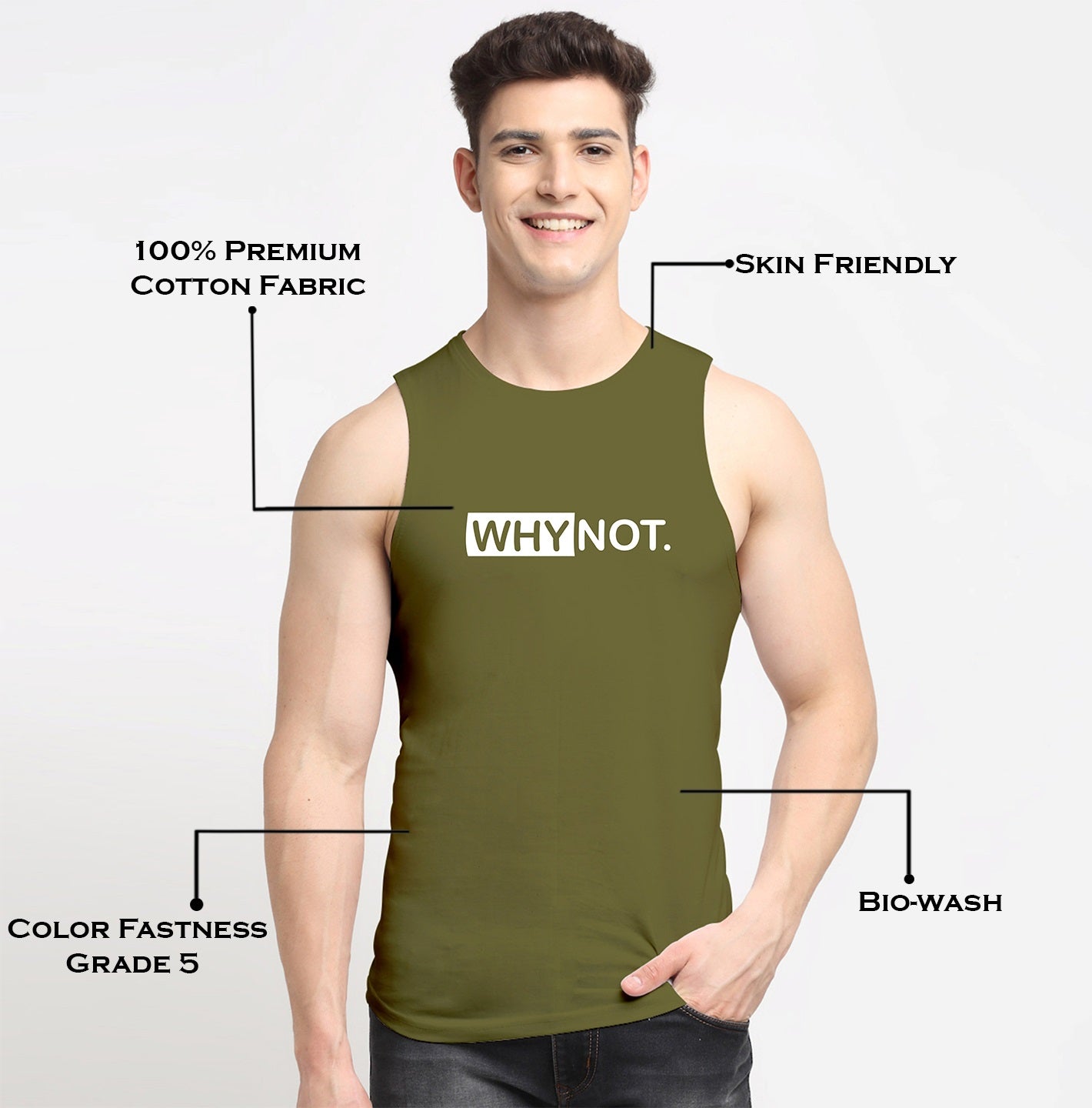 Men Why Not Printed Cotton Training Vest - Friskers