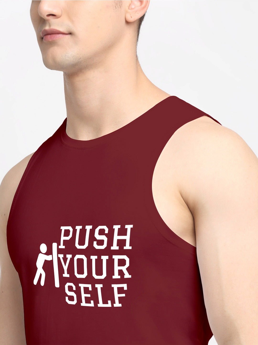 Men Push Yourself Printed Cotton Training Vest - Friskers