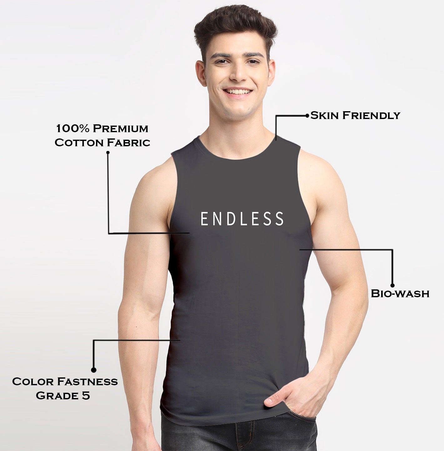 Men Endless Printed Cotton Training Vest - Friskers