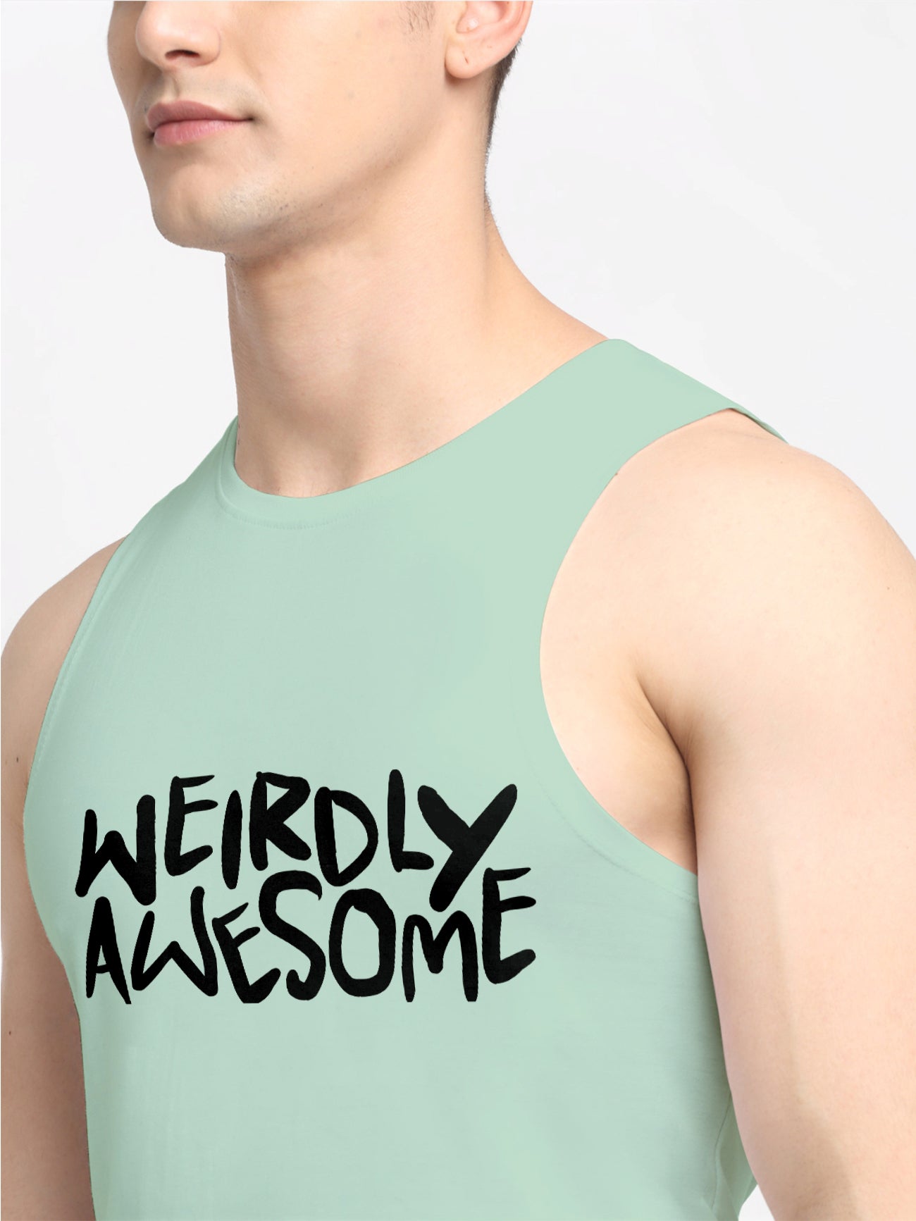 Men's Weirdly Awesome Round Neck Sports Gym Vest - Friskers