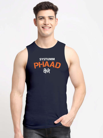 Men's System Phad Denge Printed Cotton Gym vest