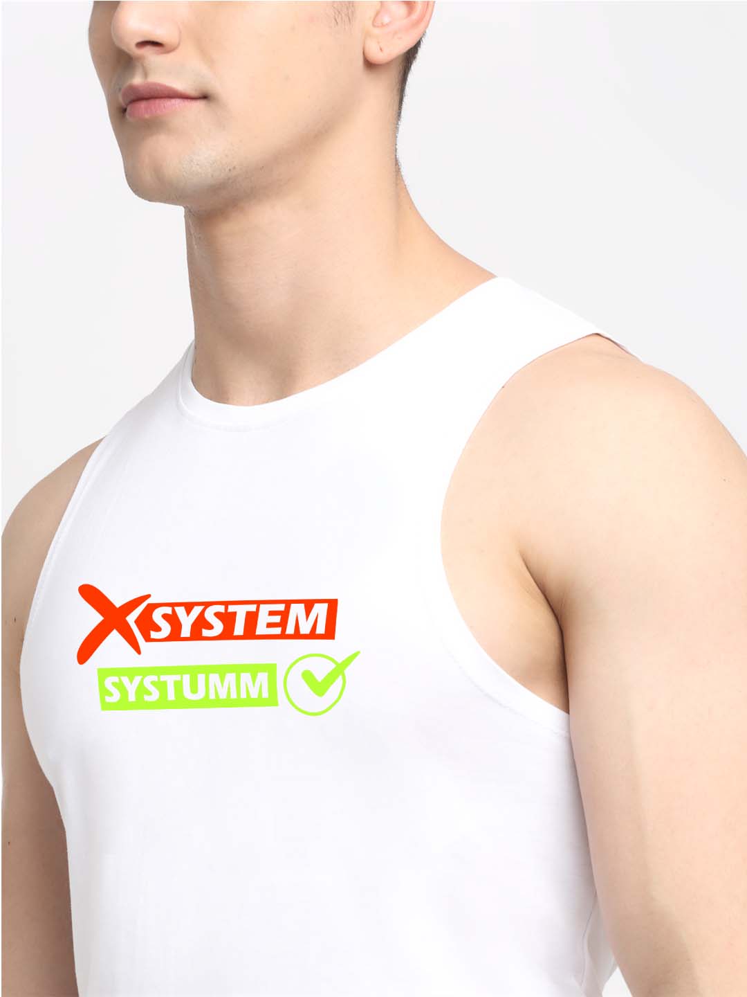 Men's Systumm Printed Cotton Gym vest - Friskers