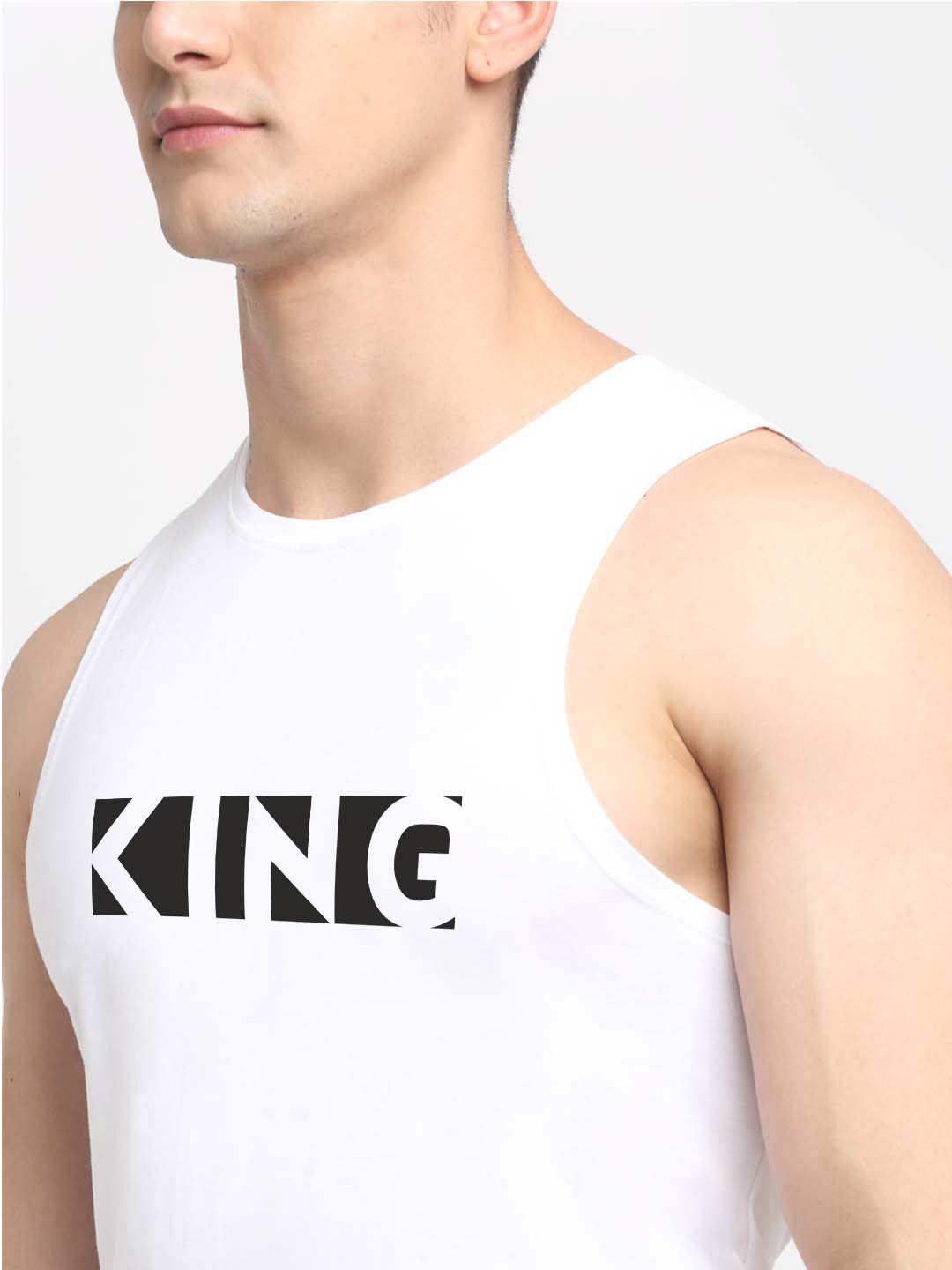 Men King Printed Cotton Gym Vest - Friskers