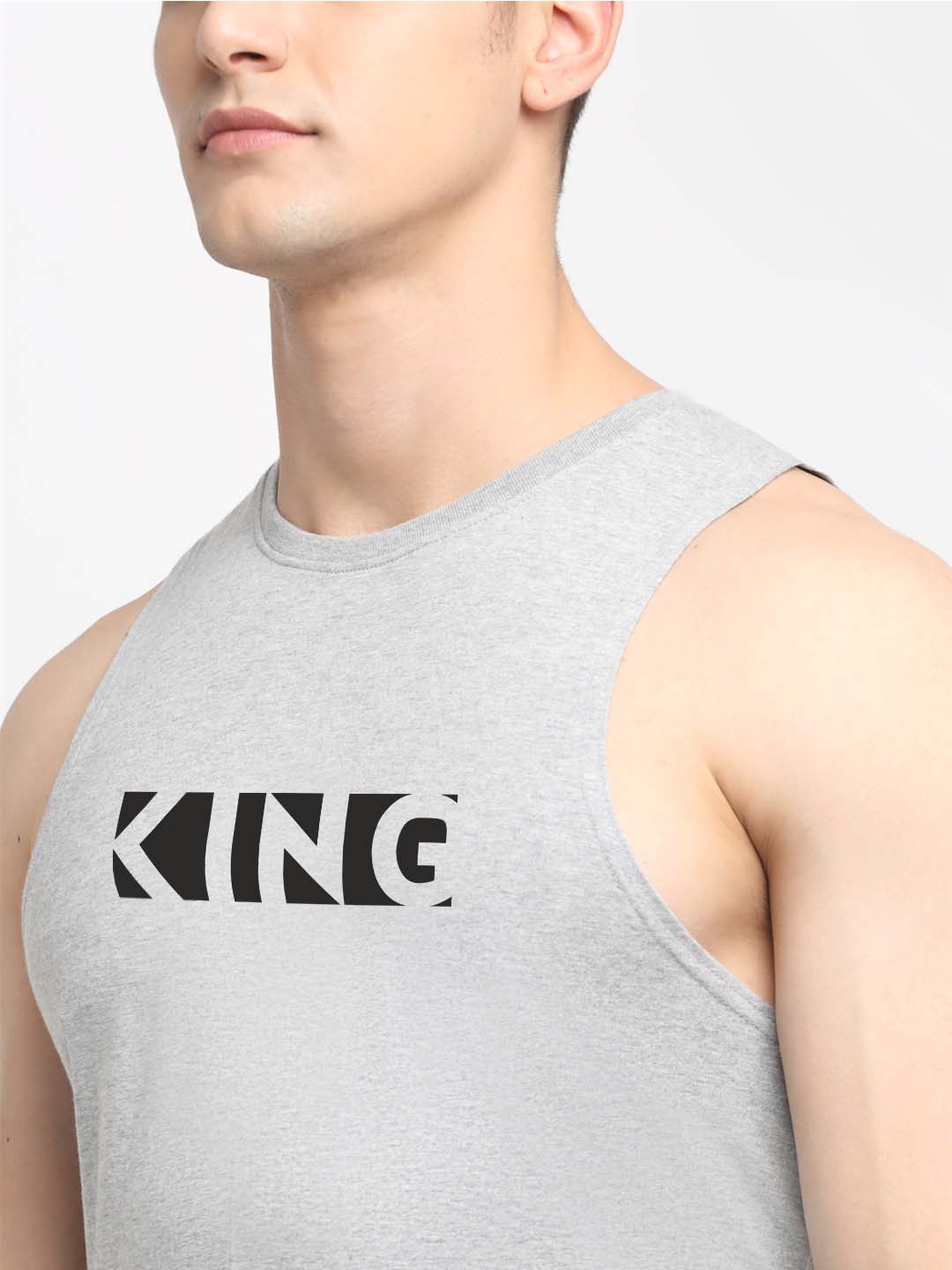 Men King Printed Cotton Gym Vest - Friskers