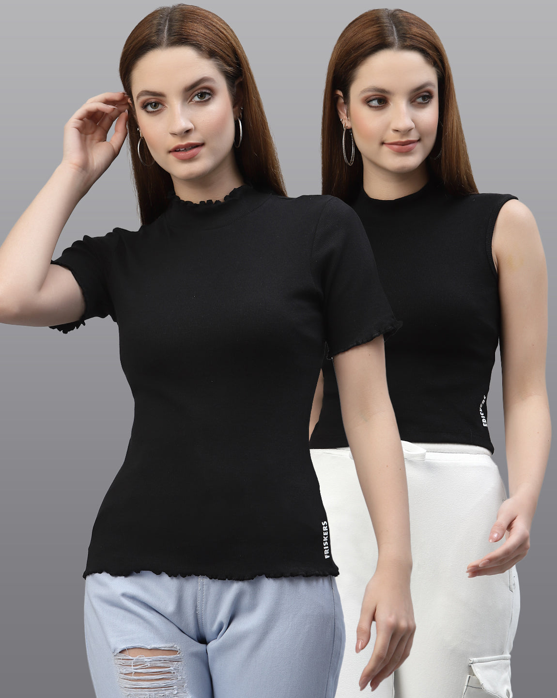 Women Pack Of 2 Pure Cotton Solid Top - Friskers