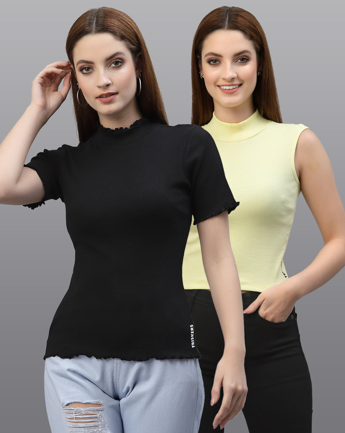 Women Pack Of 2 Pure Cotton Solid Top - Friskers