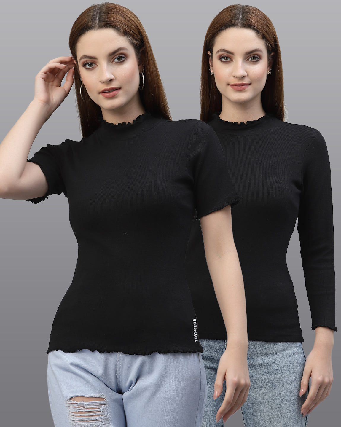 Women Pack Of 2 Slim Fit Solid Top - Friskers