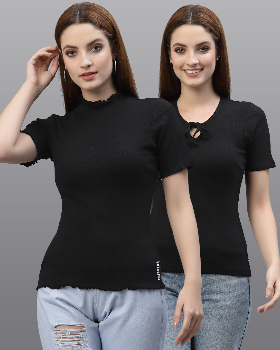 Women Pack Of 2 Pure Cotton Fitted Top - Friskers