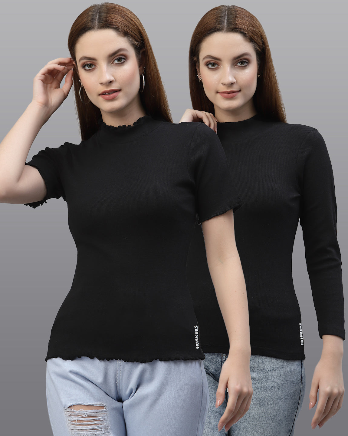 Women Pack Of 2 Fitted Solid Top - Friskers