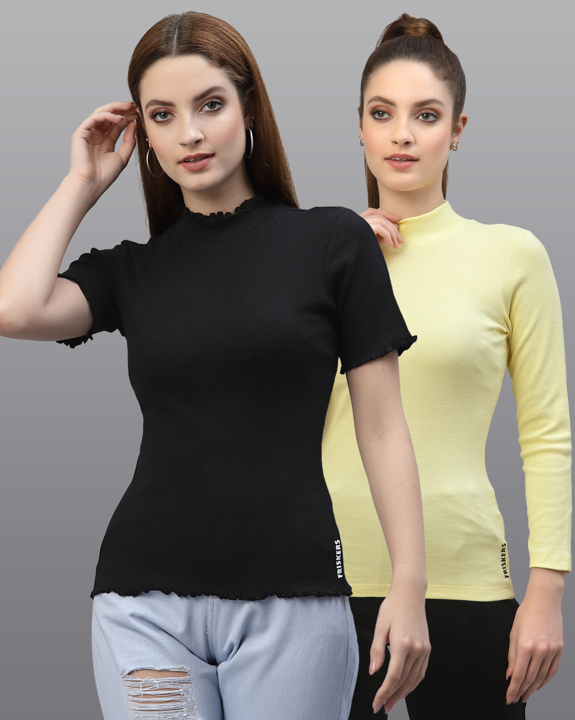 Women Pack Of 2 Fitted Solid Top - Friskers