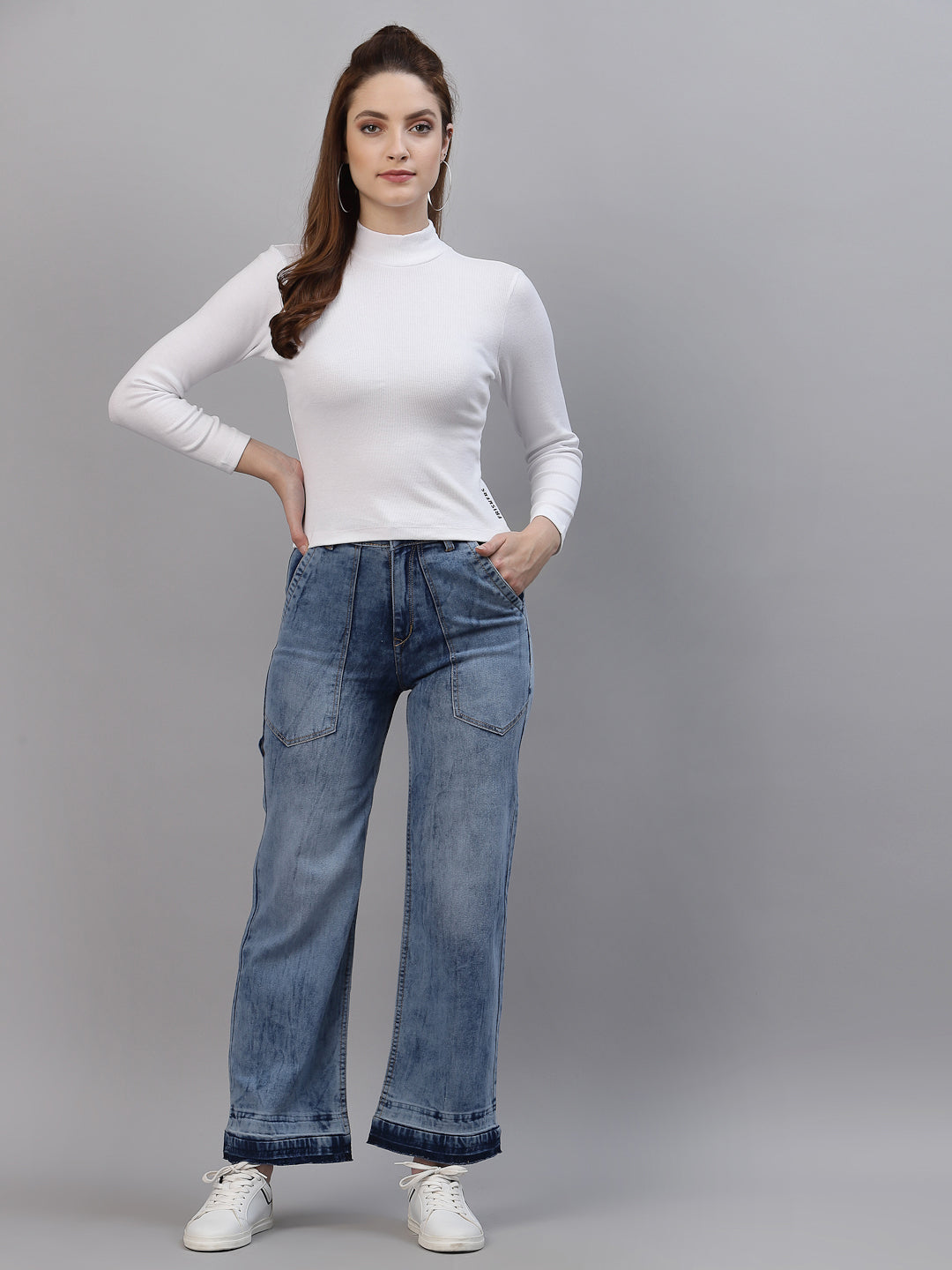 Women Ribbed Sustainable Pure Cotton Solid Top - Friskers