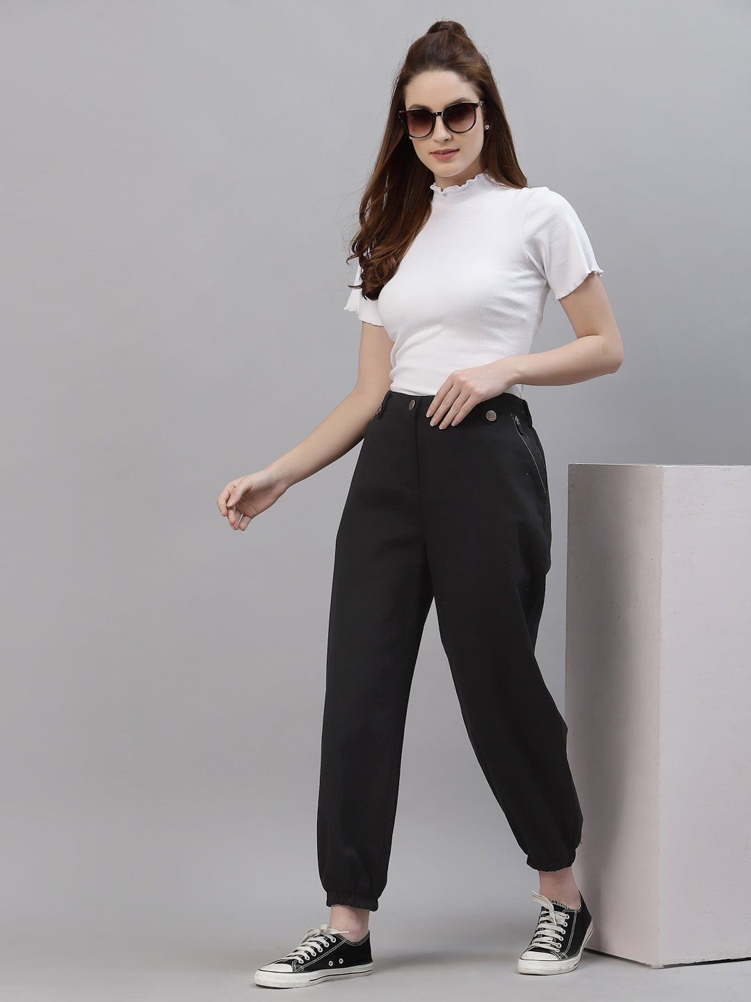 Women Ribbed Sustainable Pure Cotton Solid Top - Friskers