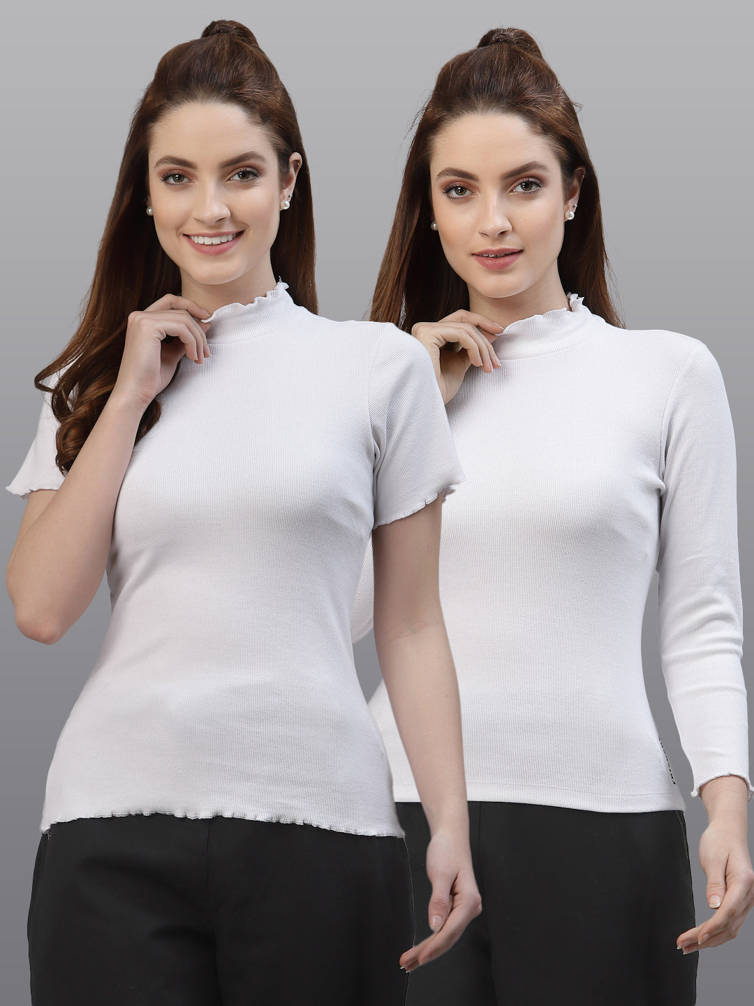 Women Pack Of 2 Slim Fit Solid Top - Friskers