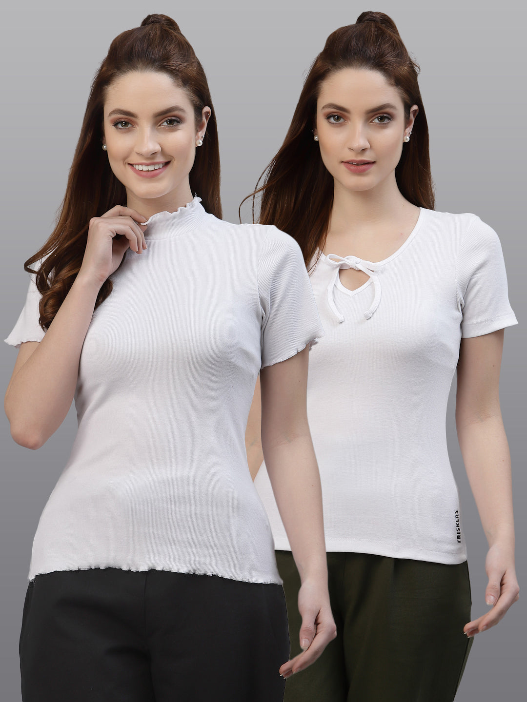 Women Pack Of 2 Pure Cotton Fitted Top - Friskers