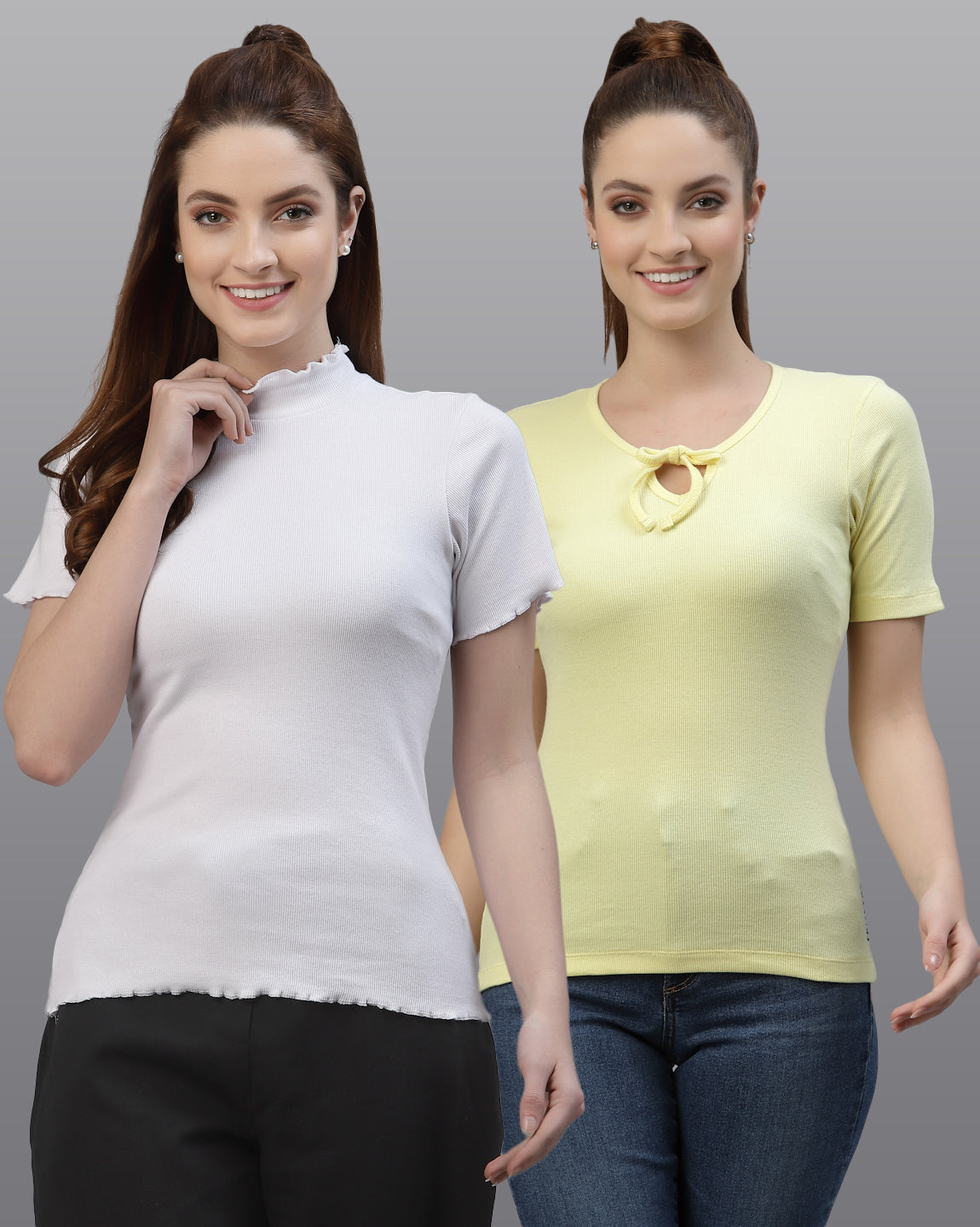 Women Pack Of 2 Pure Cotton Fitted Top - Friskers