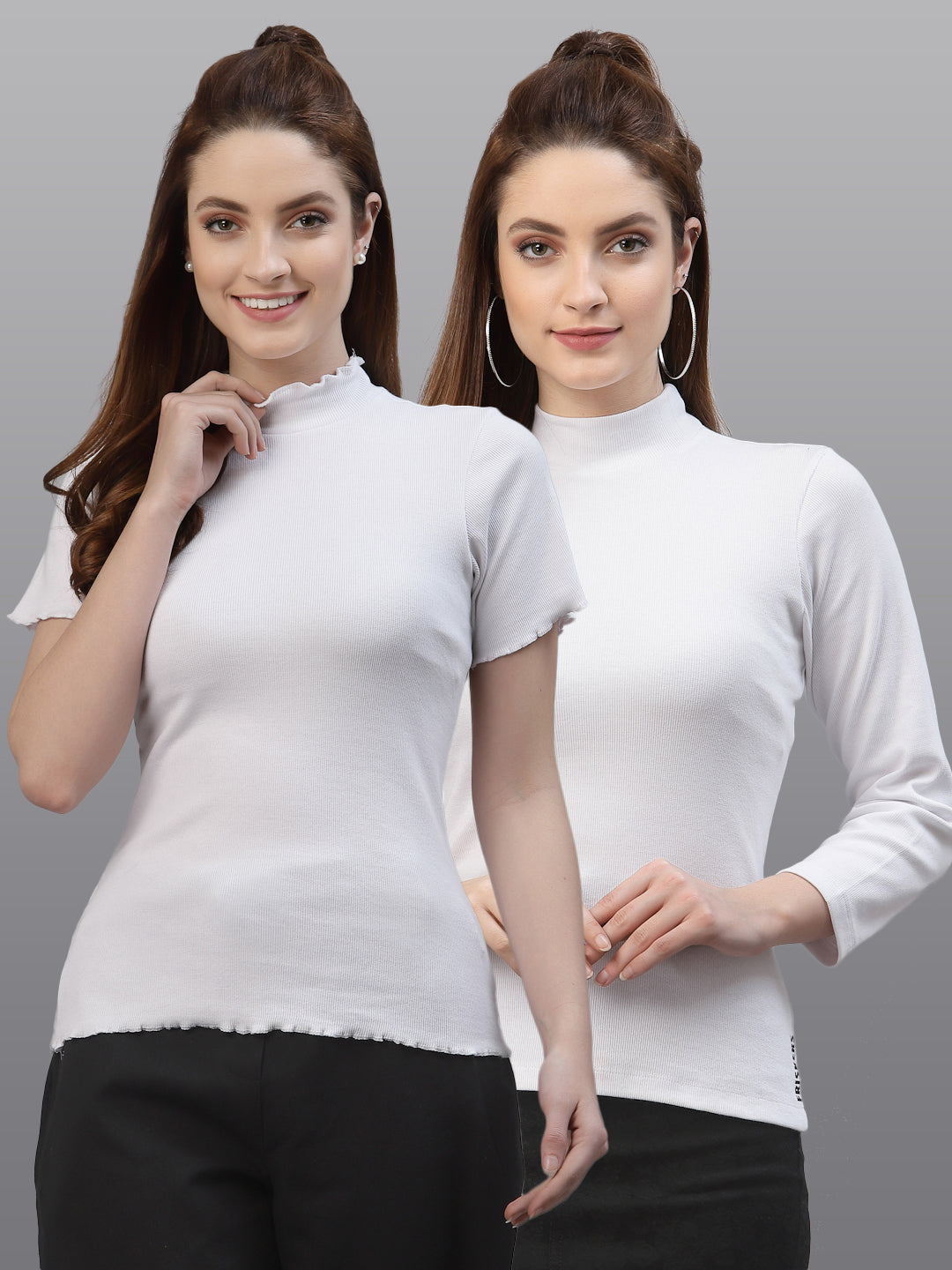 Women Pack Of 2 Fitted Solid Top - Friskers