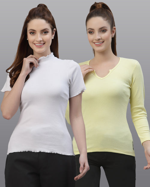 Women Pack Of 2 Cotton Fitted Top