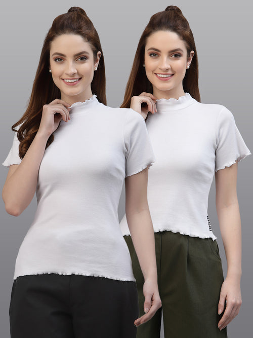 Women Pack Of 2 High Neck Ribbed Top
