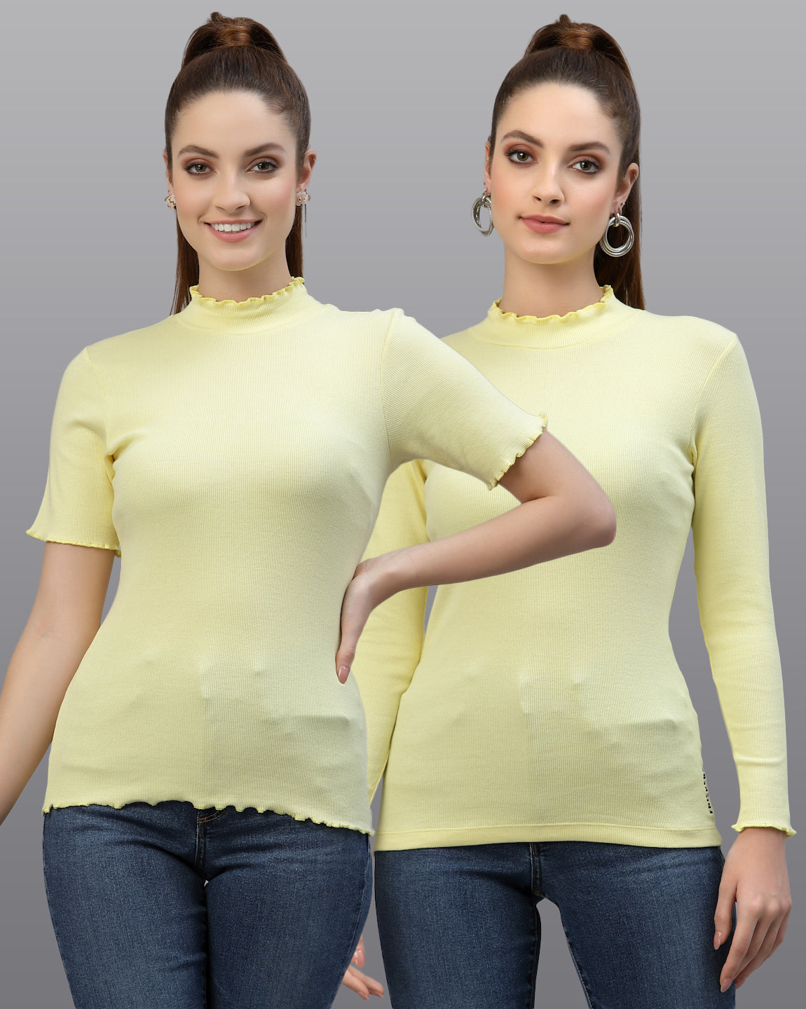 Women Pack Of 2 Slim Fit Solid Top - Friskers