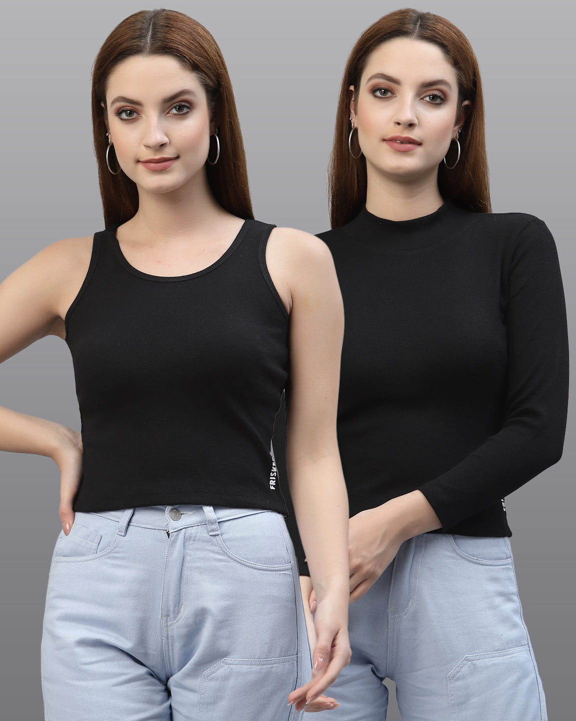 Women Pack Of 2 Slim Fit Pure Cotton Top - Friskers