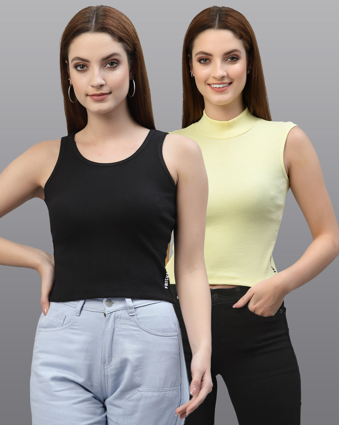 Women Pack Of 2 Slim Fit Pure Cotton Top - Friskers